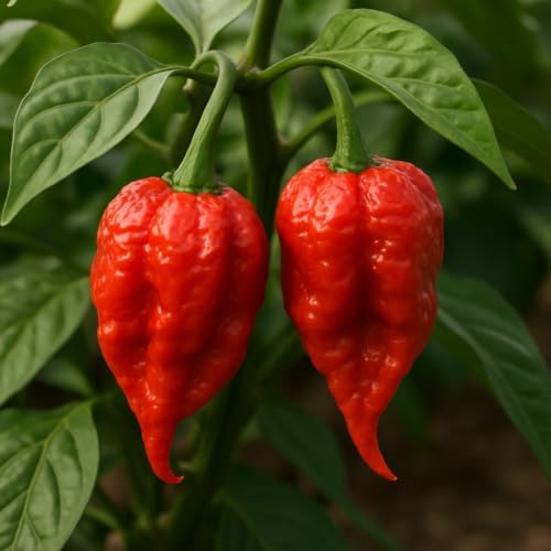 Set of 6 Carolina Reaper Pepper Live Plants, One of the Worlds Hottest Peppers, Edible, USDA Zones 9 to 11, Full Sun | One of the Worlds Hottest Peppers, Edible, USDA Zones 9 to 11, Full Sun