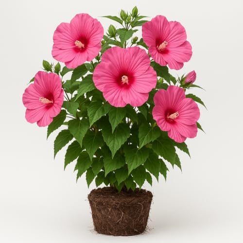 Hardy Hibiscus Luna White Live Starter Plant, 4-8 Inches | Giant Dinner Plate Perennial Blooms, USDA Zones 4 to 9, Full Sun, No Pot
