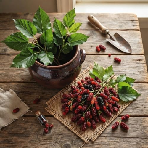 Red Mulberry Tree Live Plant, 4-8 Inches | Native North American Fruit & Shade Tree, USDA Zones 4 to 9, Full Sun to Part Shade, No Pot