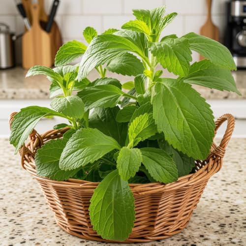 Set of 2 Stevia Live Plants, Natural Sweetener Herb, 4-8 Inches | Sugar Substitute, USDA Zones 9 to 11, Full Sun, No Pot
