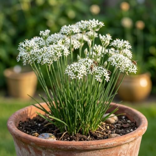 Set of 2 Garlic Chives Live Starter Plants, 4-8 Inches | Perennial Culinary Onion Herb, USDA Zones 3 to 9, Full Sun, No Pot