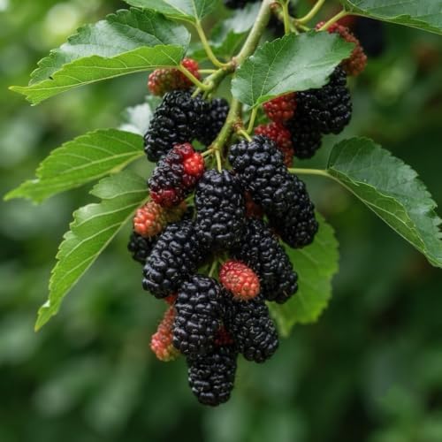 Illinois Everbearing Mulberry Live Plant, 4-8 Inches | Cold Hardy Self-Fertile Fruit Tree, USDA Zones 4 to 9, Full Sun, No Pot