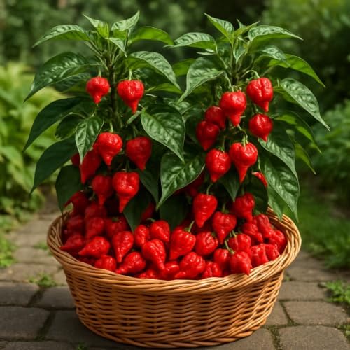 Set of 6 Carolina Reaper Pepper Live Plants, One of the Worlds Hottest Peppers, Edible, USDA Zones 9 to 11, Full Sun | One of the Worlds Hottest Peppers, Edible, USDA Zones 9 to 11, Full Sun