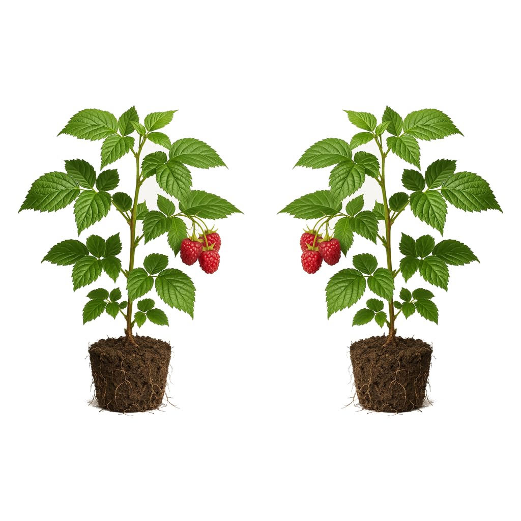 Set of 2 Raspberry Natahalla Thornless Live Plants, Sweet Berry Cane Fruit Plant, USDA Zones 4 to 8, Full Sun