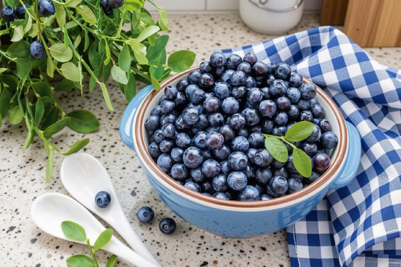 Set of 2 Sunshine Blue Blueberry Live Plants, 4-8 Inches | Dwarf Low-Chill Blueberry Bush, USDA Zones 5 to 10, Full Sun, No Pot