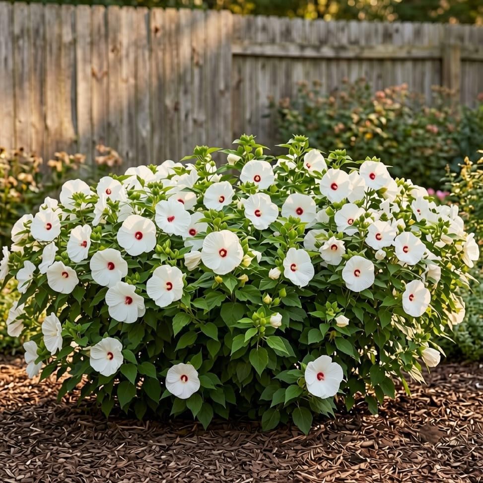 Hardy Hibiscus Luna White Live Starter Plant, 4-8 Inches | Giant Dinner Plate Perennial Blooms, USDA Zones 4 to 9, Full Sun, No Pot