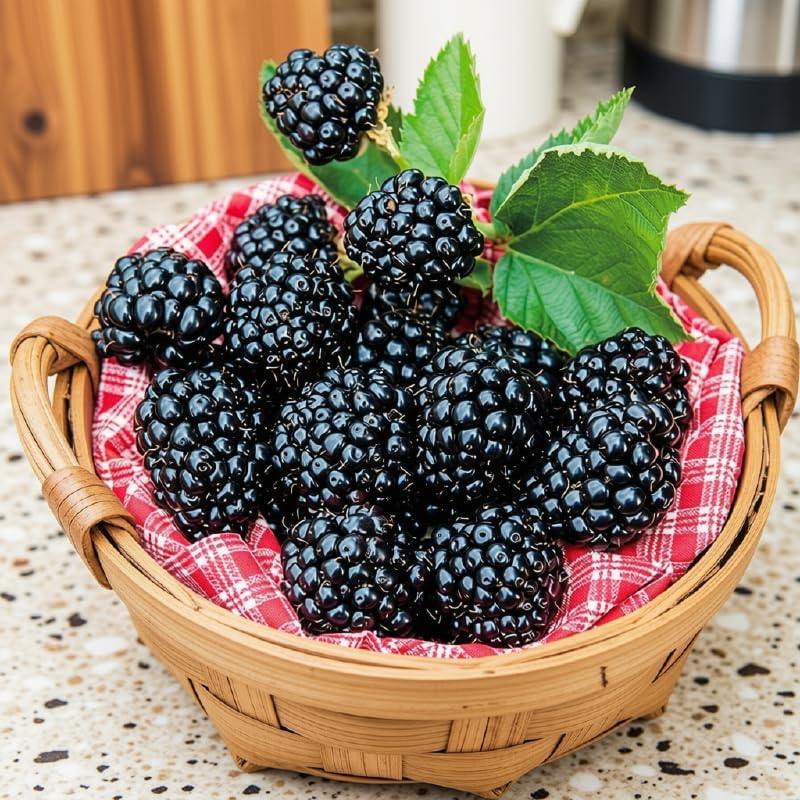 Set of 2 Navaho Thornless BlackBerry Live Plants, 4-8 Inches | Sweet Thornless Blackberry Bush, USDA Zones 6 to 10, Full Sun, No Pot